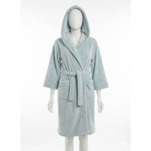 Vera Bradley Blue Paisley Hooded Plush Fleece Robe 2XL/3XL Plus Size Loungewear